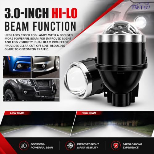 Image of FABTEC 3 inch Inch Projector Lens Fog Light for Cars - High /Low Beam H11 /H8 Compatible Projector Housing (Bulb Not Included) (SILVER)