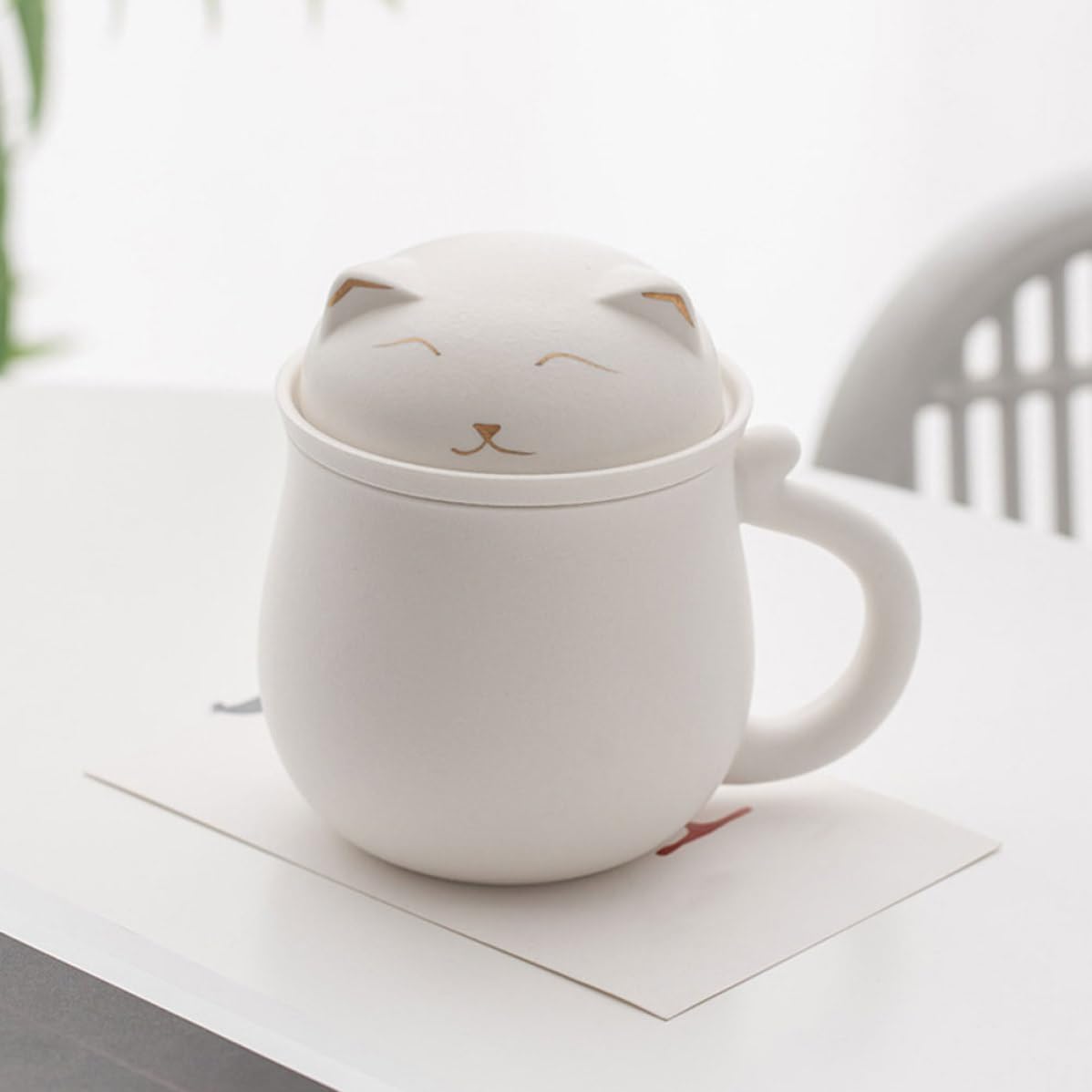 Hemobllo Tazza in Ceramica con Infusore 350ml Bianca per Ufficio