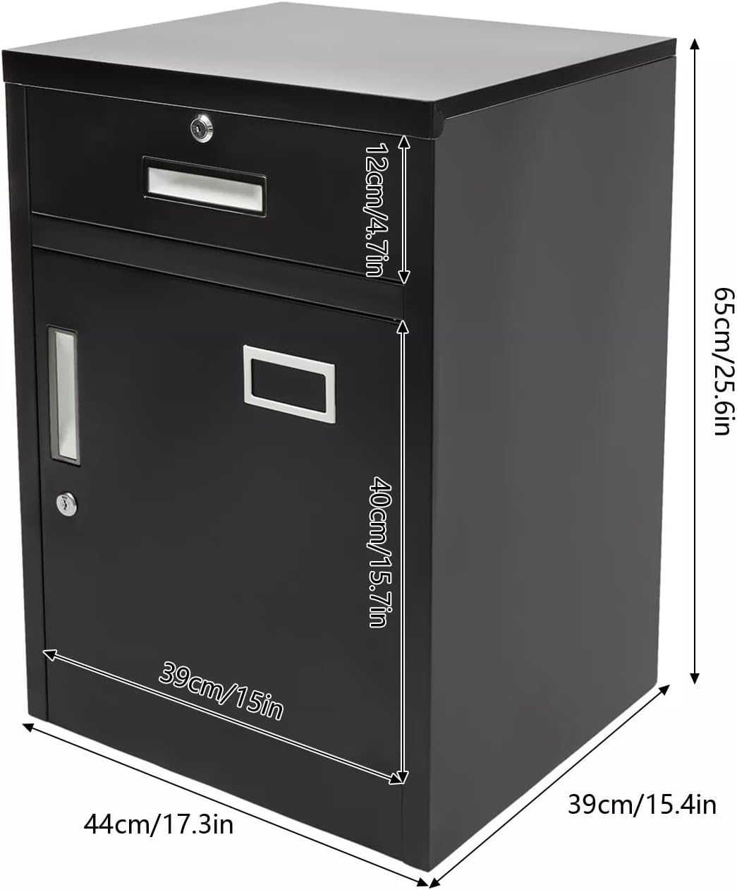 Office Locking File Cabinet, 2 Drawer Office Vertical Files 3Layer Small Locking Cabinet Floor Mount 1 Drawer 17.3x15.4x25.6in Filing Cabinet W/Lock for Vertical File Storage Cabinet