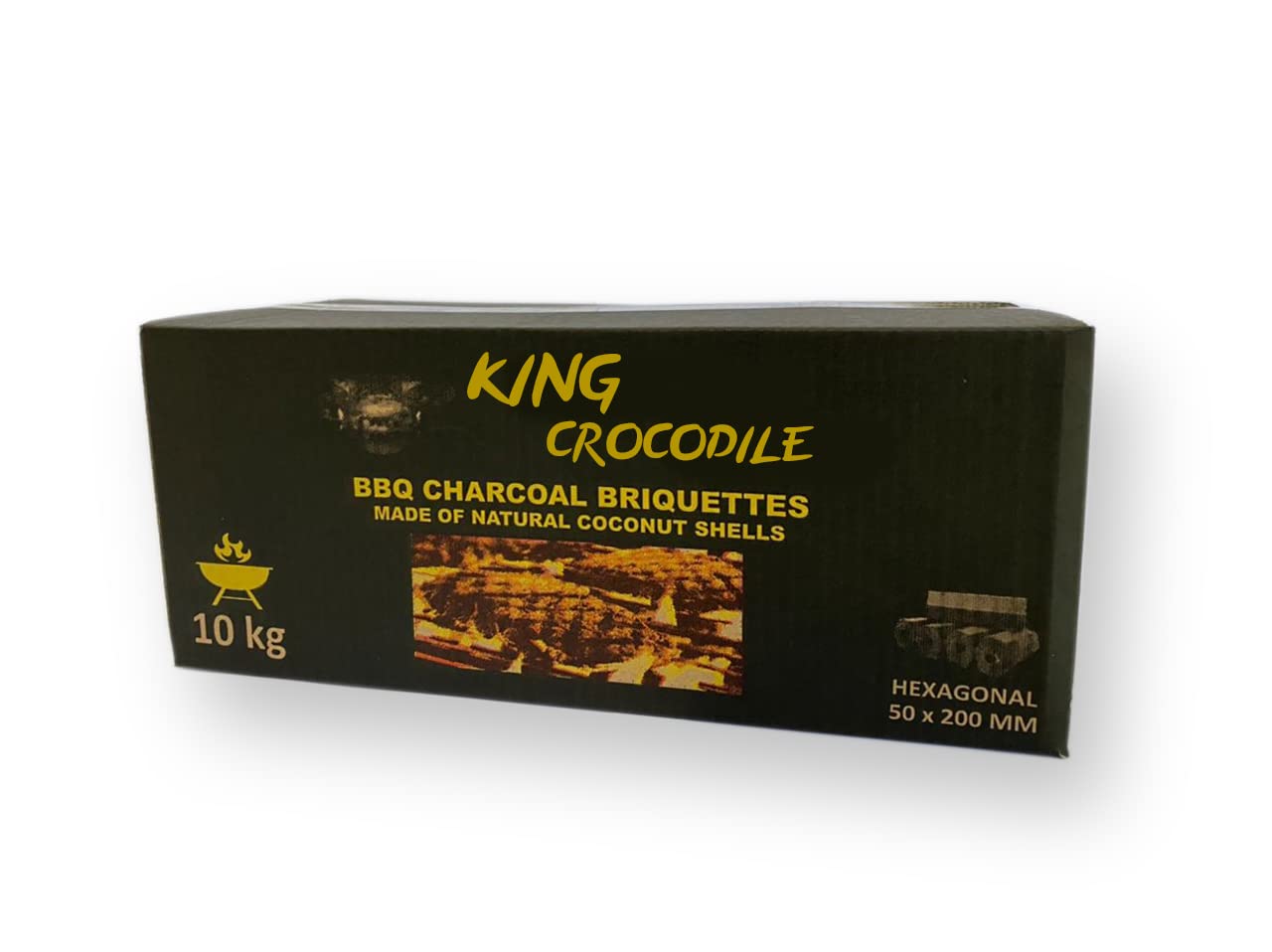 Kokosnuss Kohle mit Langer Brenndauer I Grillkohle Hexagonal I wenig Asche I geringe Rauchentwicklung I Nachhaltige Naturkohle I Kohle Stangen in Profi Qualität I 10 kg