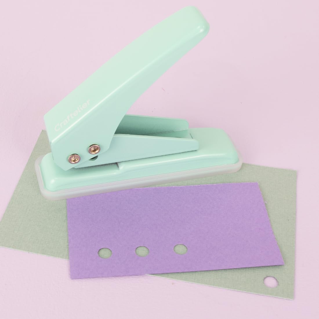 Craftelier - Einloch‑Papierlocher mit Abfallbehälter, Kapazität bis 20 Blatt, Metallstanzer für Karten, Karton und kreative Projekte, für Büro, Zuhause oder Schule