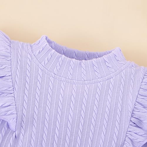 Image of Weixinbuy Toddler Girl Fall Winter Clothes Solid Long Sleeve Ribbed T-Shirt Knit Tops Plaid Button Mini Skirts Set Outfits