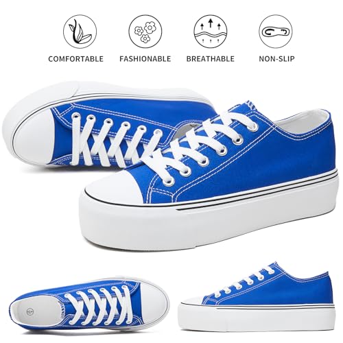 Image of hash bubbie Womens Platform Canvas Sneakers Tennis Shoes | low top non Slip on walking breathable casual comfortable fashion lace up