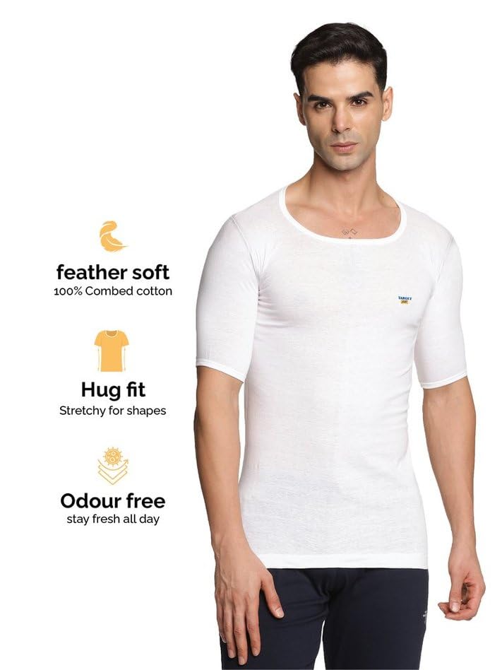 Image of Men's Vest - 100% Cotton, White, Comfortable, Breathable, Baniyan for Men(Pack of 4)