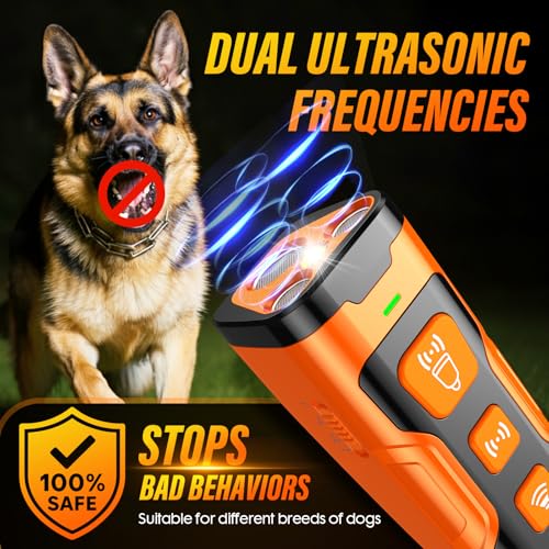 dog bark deterrent device 3x ultrasonic anti barking 6 training modes 23 ft range barks no more indoors outdoors behavior correct safe amp humane rechargeable compact bark control for dogs