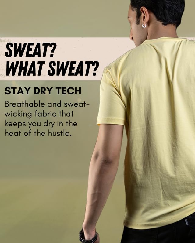 Image of Ghumakkad Cotton Blend Half Sleeve Round Neck Sports T Shirt for Men