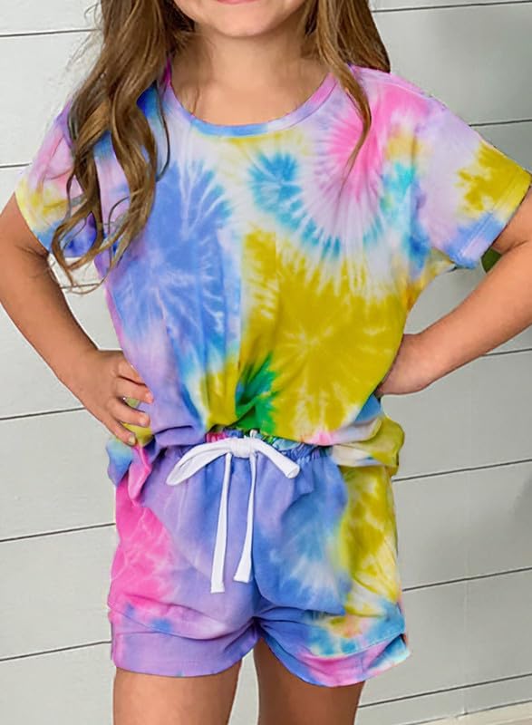Image of Dokotoo Girl's Summer Cute T-Shirt and Shorts Set with Side Pockets