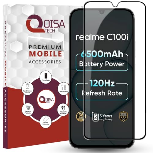 Image of Premium Tempered Glass Screen Protector Guard For Realme C100i 4G (6.75 Inch, Pack of 1) | Edge to Edge Coverage With Easy to installation kit