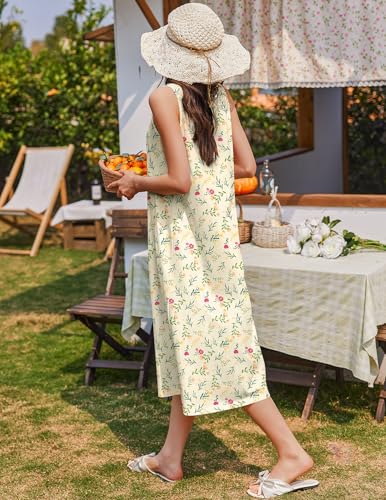 Image of Ekouaer Nightgowns for Women Cotton Long Night Gown Sleeveless Sleep Dress Victorian Nightdress Ladies Sleepwear
