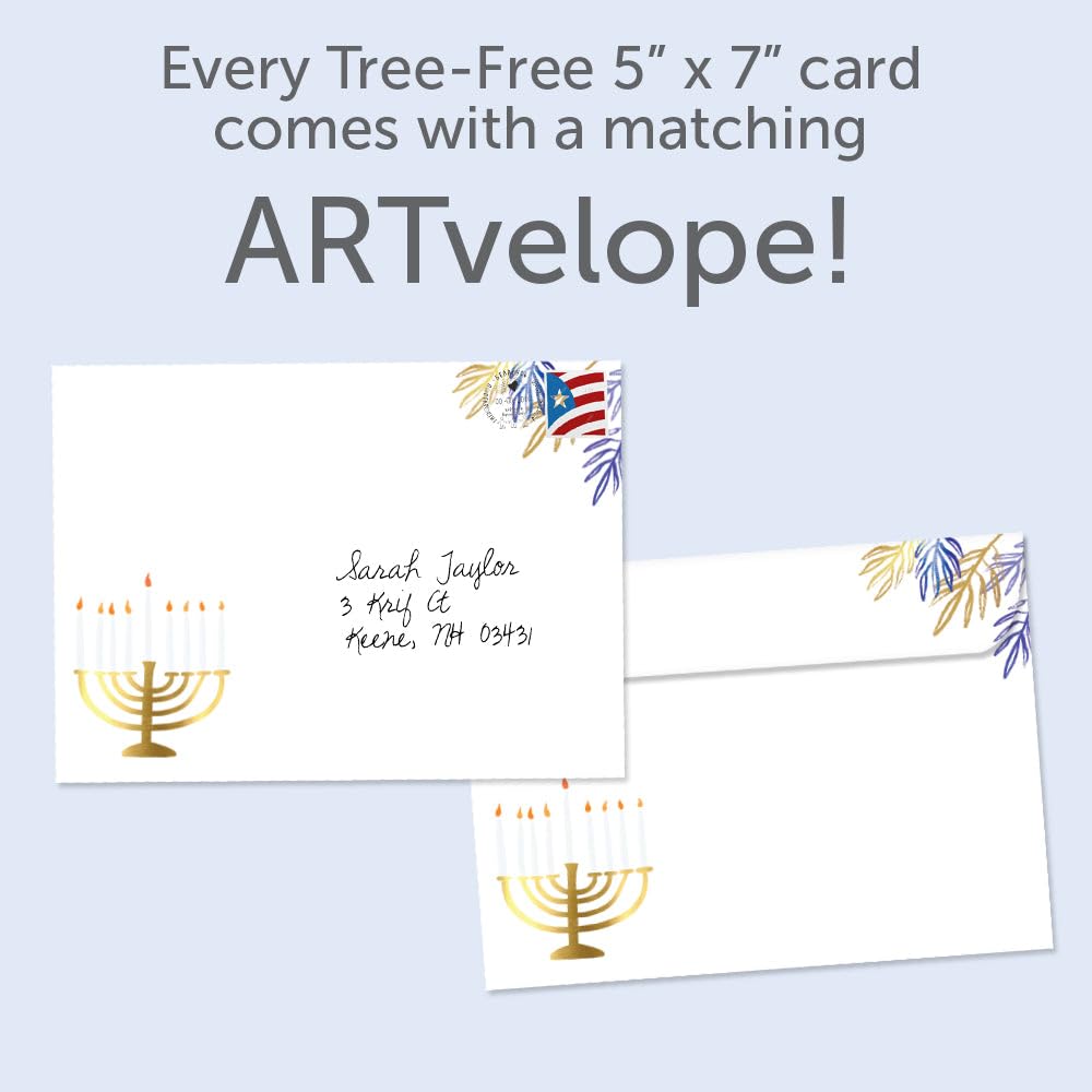Tree-Free Greetings Carte de vœux Hanoukka – Designs artistiques – 12 cartes + enveloppes assorties – Fabriquée aux États-Unis – Papier 100 % recyclé – 12,7 x 17,8 cm – Glow Together (VP80751)