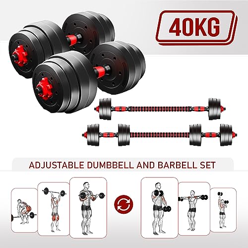 Dumbbells and Barbell 10KG/20KG/30KG/40KG Weight Set - Adjustable Dumbbells Set with Connecting Rod - Training Equipment for Men and Women for Home Training, Lifting, Fitness, Gym, Workout - Image 5