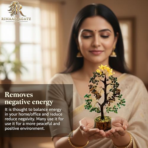 Image of Money Magnet Crystal Tree with 300 Chips - 11 Inch Vastu Feng Shui Wealth Tree for Home & Office, Prosperity, Good Luck, Positive Energy Decor, Best Gift for Success & Financial Growth in India