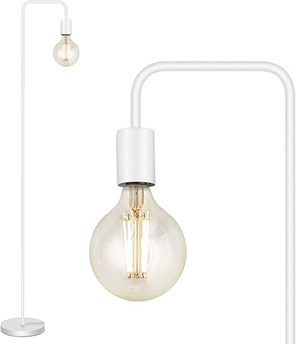 BoostArea - Lámpara de pie industrial blanca, 63 pulgadas de altura, portalámparas E26, metálica, ETL Listed, lámpara moderna para dormitorio, sala