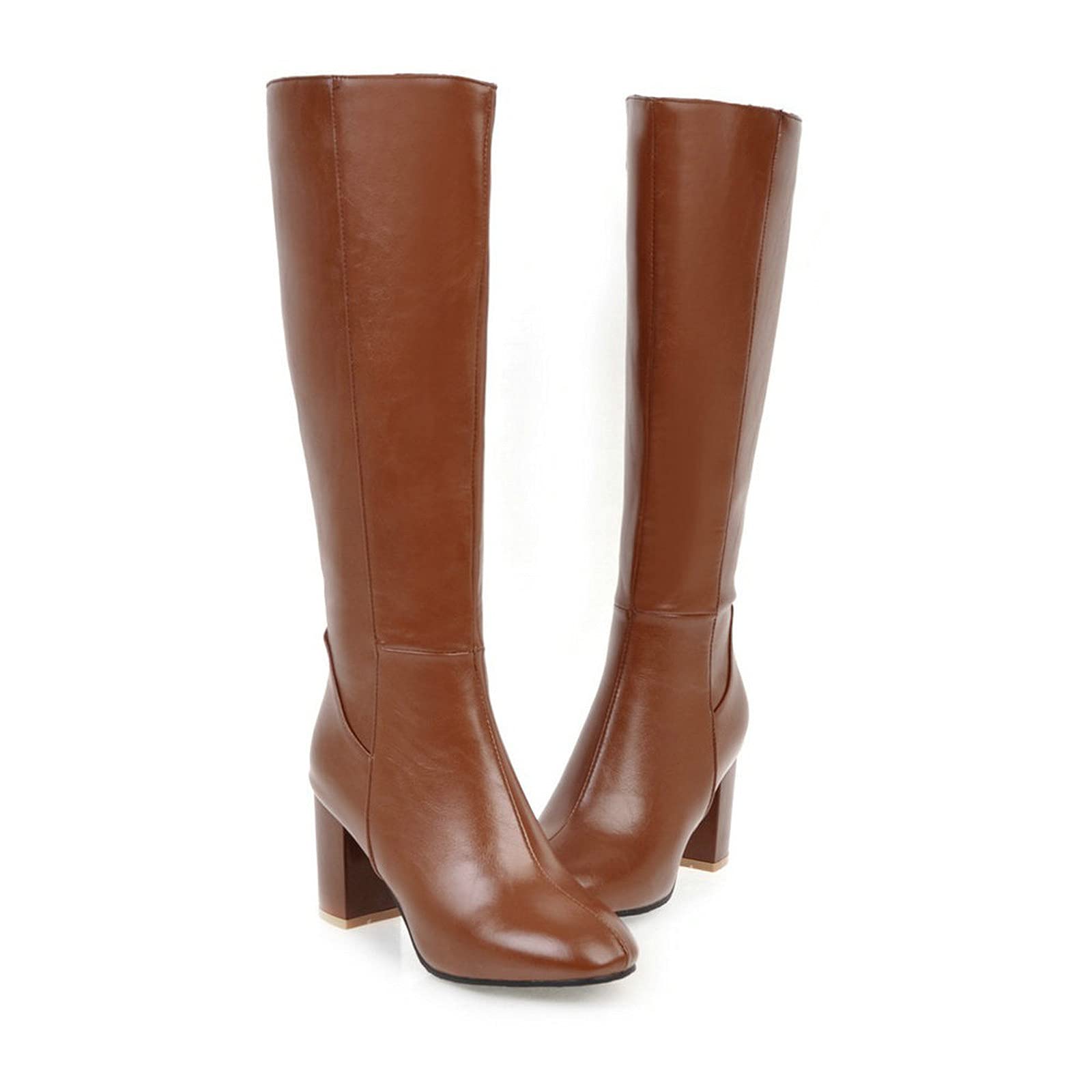 Damen Stiefeletten Warme Lange Stiefel Hohe Stiefel Boots Elegante Sexy Runde Zehe Plattformen High Heel Stiefel Frauen Herbst Winter Reißverschluss PU Lederstiefel Schuhe