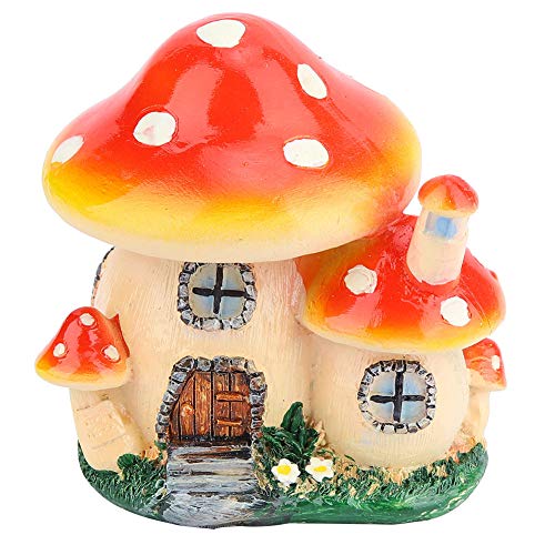 Tomotato Champignon Fée Maison Jardin Statue Champignon Maison Miniatures Décoration Résine Extérieur Cottage Figurines Bricolage Pelouse Ornements Mini...