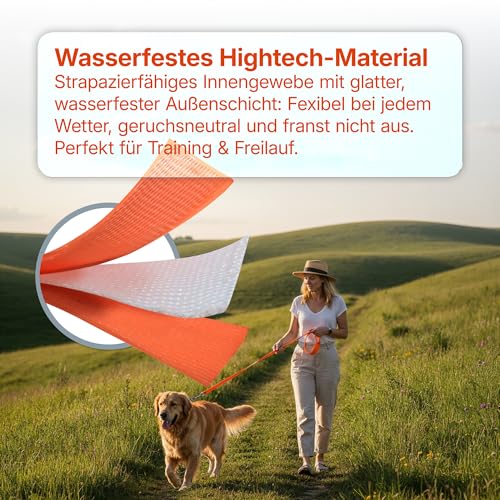 Miauff Schleppleine für Hunde, Gummiert & Wasserdicht, Robuste Trainingsleine mit Handschlaufe & Karabiner für Große bis Kleine Hunde (schwarz, 3m)
