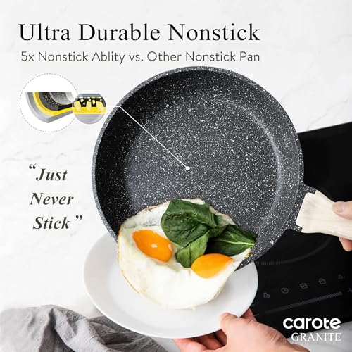 Image of CAROTE 26Pcs Pots and Pans Set, Nonstick Cookware Sets, Granite Induction Cookware Non Stick Cooking Set w /Frying Pans & Saucepans(PFOS, PFOA Free)