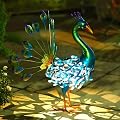 Goodeco Solar Peacock Statue Garden Decor - 20.7 Inch Stunning Metal Peacock Yard Art with Lighted Lamp - Perfect Peacock Gifts for Women, Ornaments & More, LD6020304