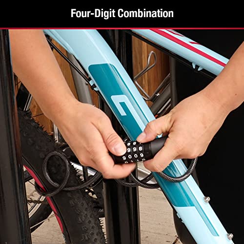 Image of Master Lock Black Set Your Own Combination Bike Lock, Metal Cable Lock has a Weather Resistant Vinyl Coating for Outdoor Equipment, Bicycles, 6 Feet Long, 8114D
