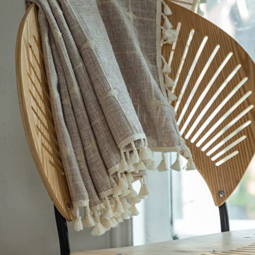 2 Panels Boho Semi Blackout 63 84 96 Inches Length Curtains Set,Farmhouse 54" W Country Linen Beige Coffee Plaid Long Window Curtain For Living Room, Dining Room, Bedroom, Kitchen Drapes #TOP4