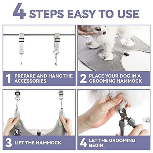 Loflaze Dog Grooming Hammock Harness for Dogs & Cats with Pet Nail Clipper Trimmer - Cat Hanger Sling for Trimming Clipping Nails- Dog Hammock Restraint Bag for Small Medium Large Dog ( Grey XS) - Image 8