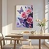 TINDAY Butterfly DIY Oil Paint by Numbers Kit for Adults Butterfly Rose Paint by Number for Aults Beginner DIY Canvas Painting by Numbers Acrylic Painting Arts Craft for Home Flowers16x20 in #2