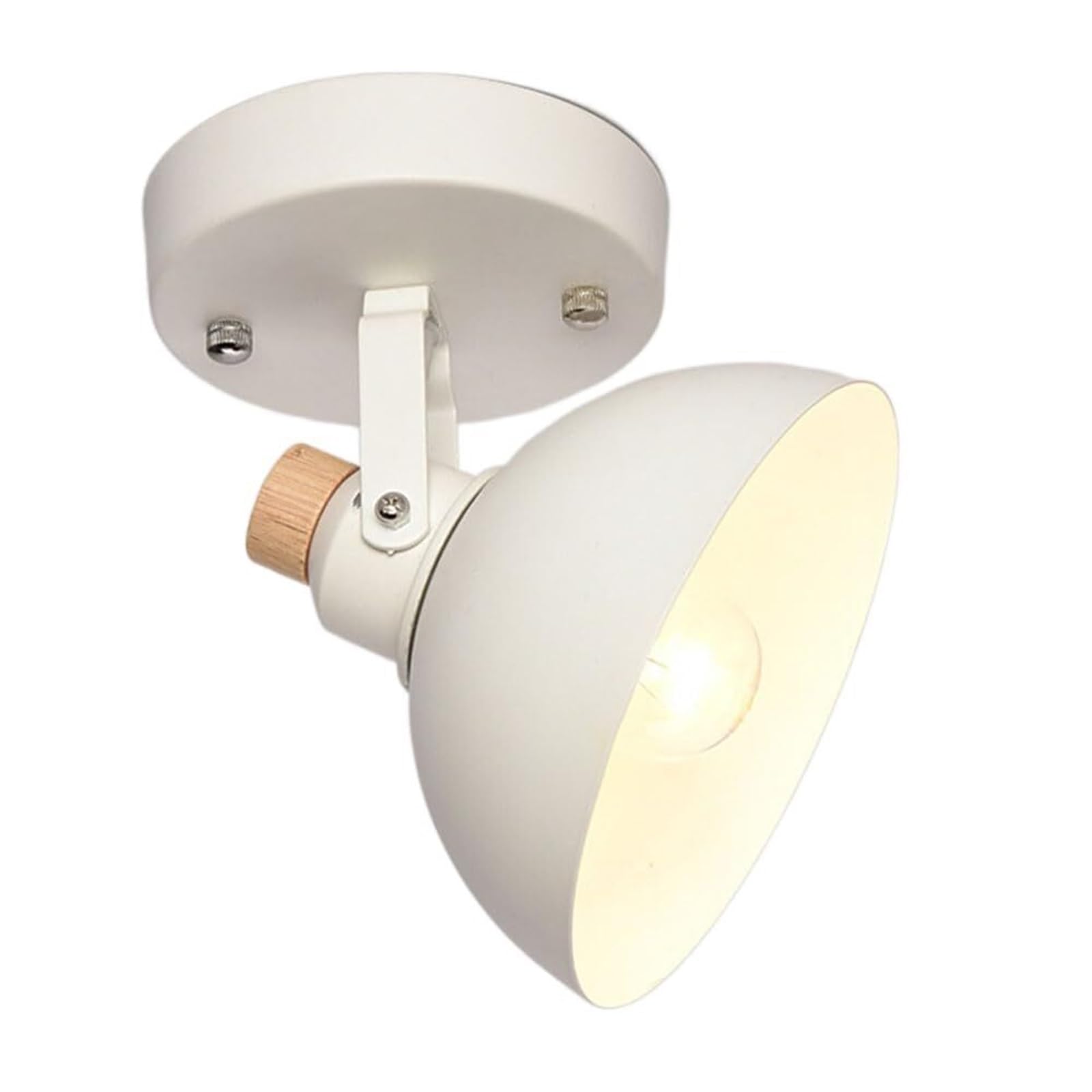 KHUKHU Danish Style White Ceiling Spot Light Metal Ceiling Light Rotatable Minimalist Pendant Light Fixture with Wood Canopy Home Decor Flush Mount Ceiling Light for Hallway Entryway(E)