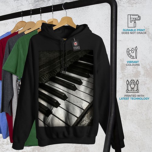 Wellcoda Vintage Old Piano Mens Hoodie, Retro Hooded Sweatshirt Black Xl #TOP3