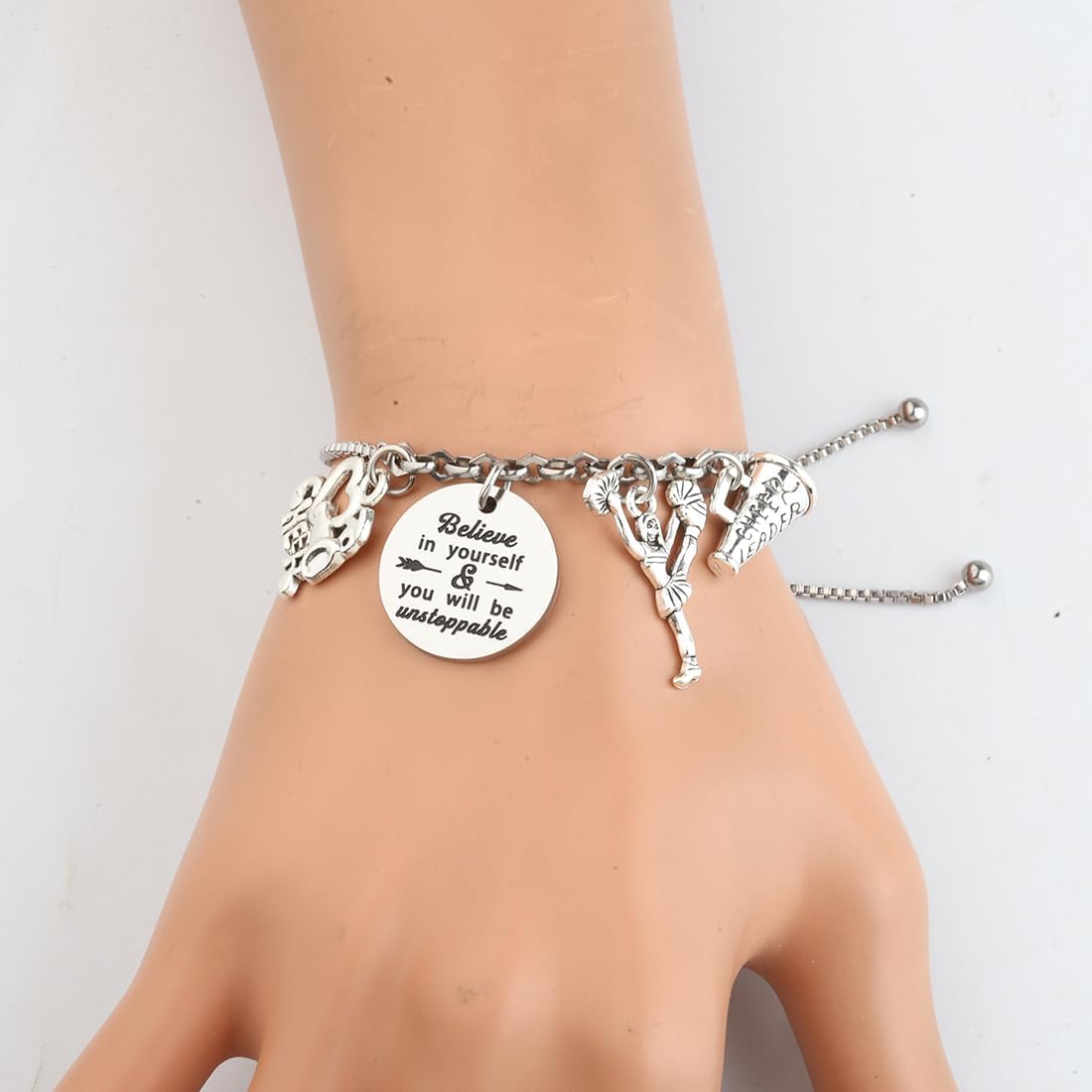 FUSTMW Cheer Charm Bracelet Cheerleading Gifts Bracelet Cheer Jewelry for Cheerleaders Cheer Coaches or Team (cheer br) - Image 5