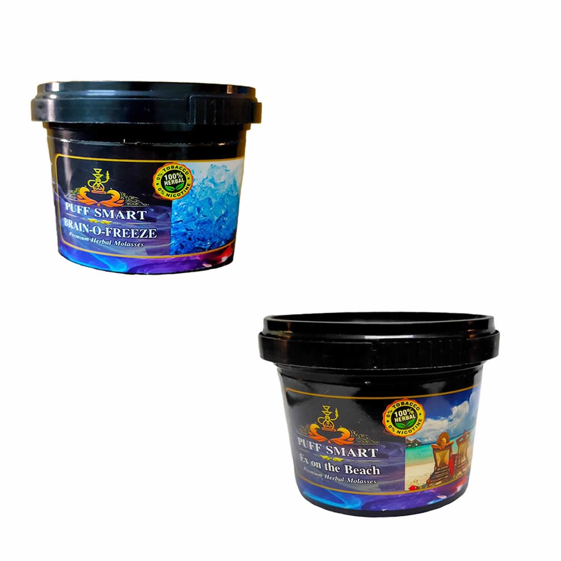 PUFF SMART Premium Herbal Flavor Brain-o-Freeze, Ex on the Beach 100G In Each Pack (Pack of 2) (100% Nicotine and Tobacco Free)
