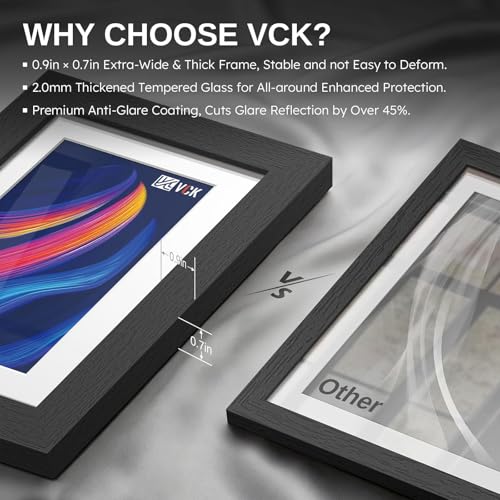 Image of VCK 5x7 Picture Frames, Black Wood,Glass,Photo Gallery Wall Frame Set of 5