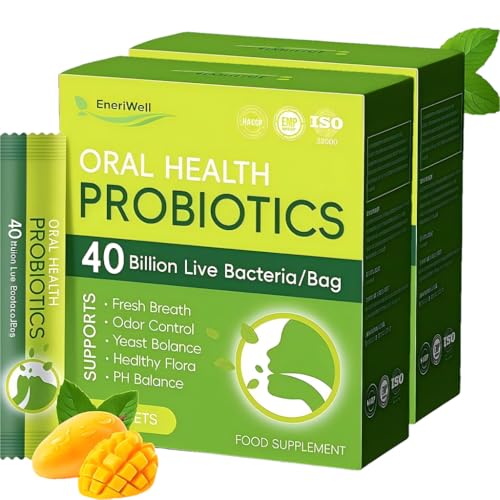 Oral Probiotics for Bad Breath Treatment, Gum Health probiotic and prebiotics, Oral Health Probiotics for Women and Men, Fresh Breath and Gut Health for Adults, Travel Probiotic 60 Packets