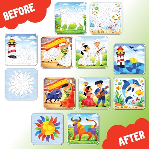 Image of SparkLPlay Sticker by Number | Mosaic Art Kit for Kids, 6 DIY Activities