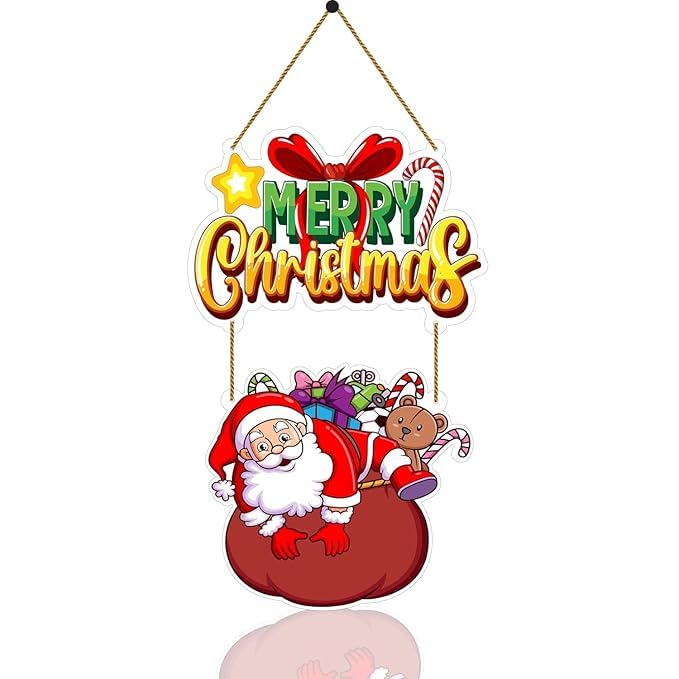 Décoration de porte Merry Christmas lot de 2 suspensions de qualité supérieure en feutre pour Noël