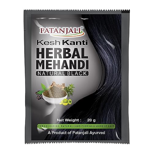 Patanjali Kesh Kanti Herbal Mehndi, 20g - Natural Black (Pack of 6)