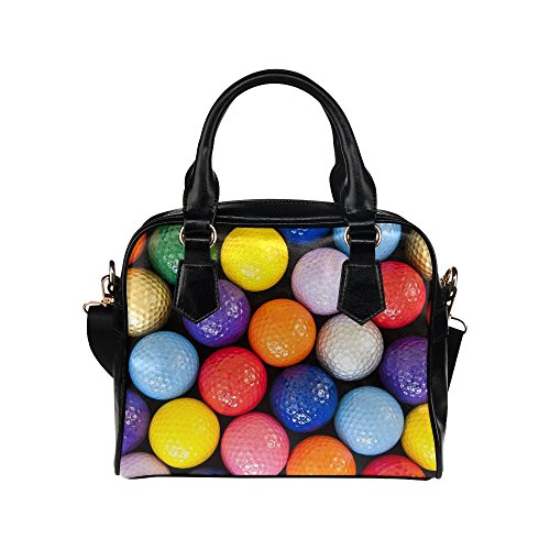 Womens Leather Handbag Colorful Golf Balls Girls Crossbody Bag Ladies Shoulder Bag Totes