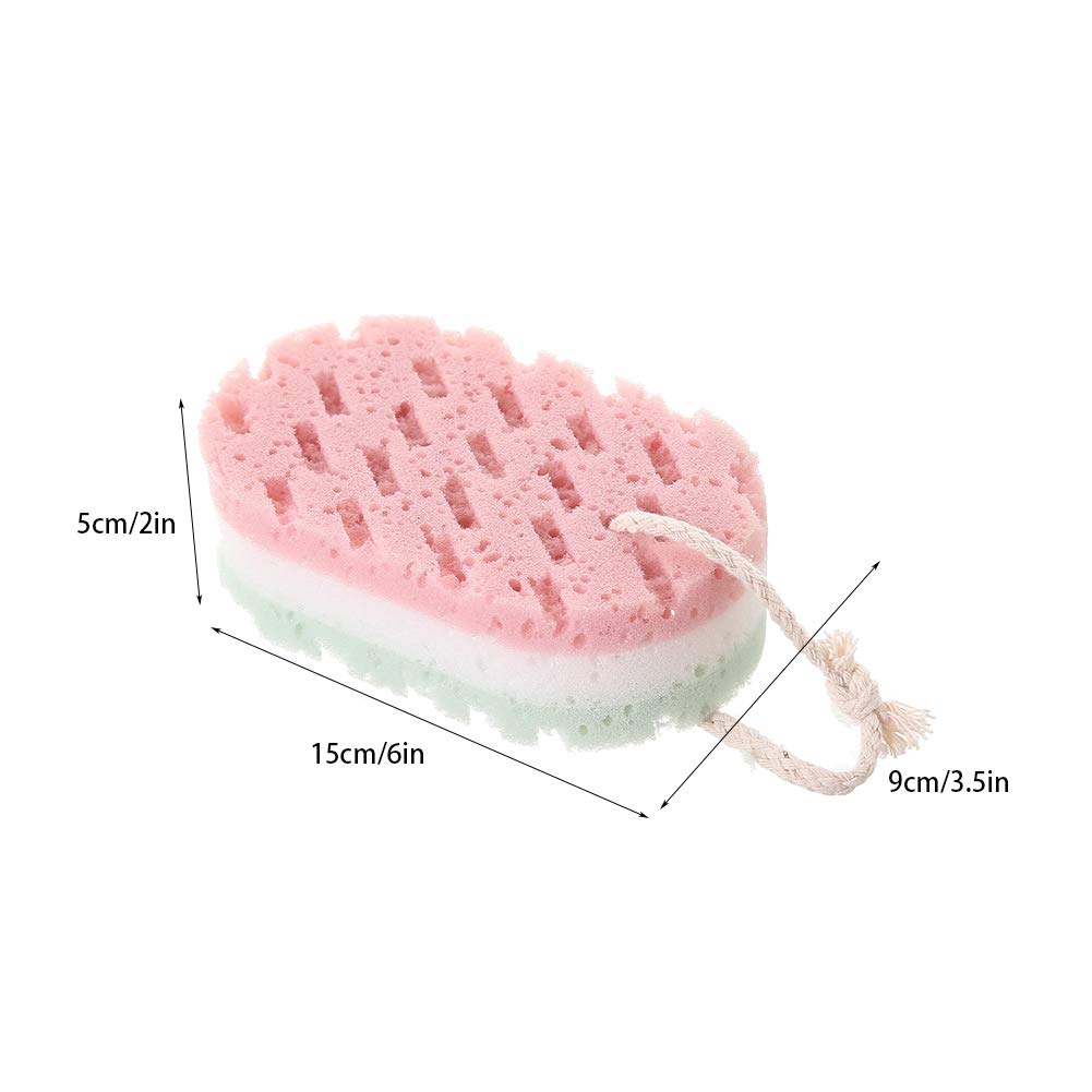 RRJ Bath Sponge for Adult, Soft Bath Massage Sponge with 2 Hooks Body Exfoliator Sponge for Women 4 Pieces 4