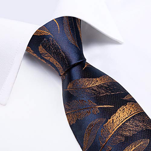 Image of DiBanGu Mens Paisley Tie Set Silk Woven Jacquard Necktie and Pocket Square Cufflinks Gift Set for Wedding Bussiness