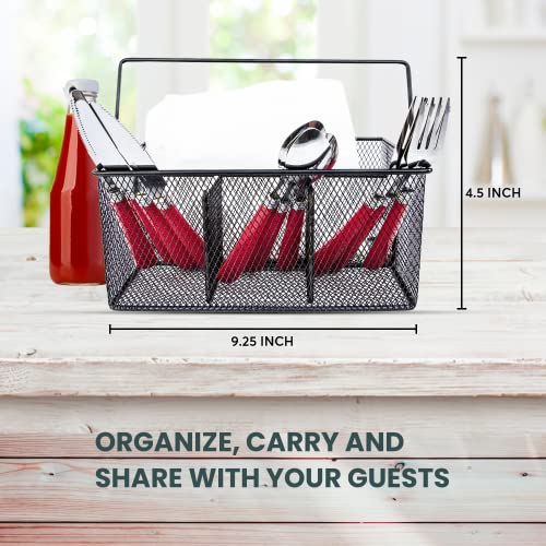 Maypes Utensil Caddy - Silverware Caddy For Parties, Spoon Holder, Buffet Organizer For Condiments, Napkin, Forks, Knives - Stainless Steel Flatware Caddy For Home, (Silver) #TOP1