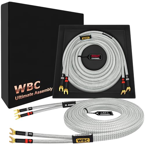 Câble de haut-parleur Hi-Fi 8 AWG OFC 3,7m avec fiches à bêche pour liaison amplificateur enceinte
