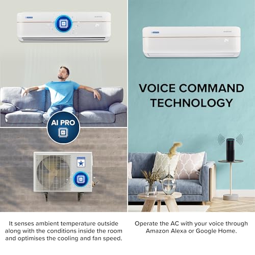 Image of Blue Star 1 Ton 5 Star Wi-Fi Inverter Smart Split AC (Copper Condenser, 5 in 1 Convertible, AI Pro, Voice Command, 4 Way Swing, Anti Microbial Filter, IC512VNURS, White)