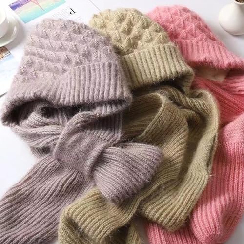 Emboadlie Winter Versatile Knitted Hooded Scarf for Women Warm Ear Stretchy Protection Windproof Cap Hat Scarf3
