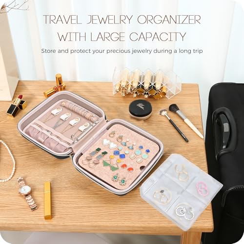 ProCase Medium Travel Jewelry Organizer Case, Jewellery Home Storage Book Ring Binder with Clear Pockets for Presentation, Zippered Pouch Bag for Earrings Necklaces Bracelets -Black by ProCase - Image 7