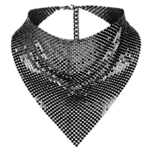Zeizafa Bandana scintillant pour fête punk métallique pour femme, tendance, cravate, club, fête, costume