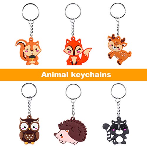 Imagitek 24 Pack Woodland Animal Keychains For Woodland Party Favors Supplies, Kids Party Bag Fillers, School Carnival Rewards, Woodland Baby Shower Party Favors #TOP2