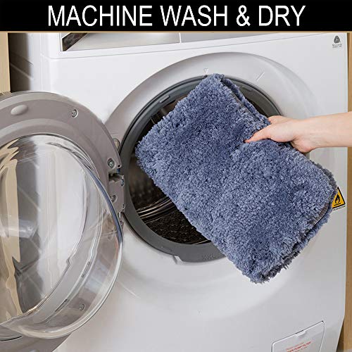 Walensee Bathroom Contour Rug (20X24, Blue) Non Slip Bath Mat For Bathroom Water Absorbent Soft Microfiber Shaggy Bathroom Mat Machine Washable Bath Rug For Bathroom U Shape Toilet Rug #TOP17
