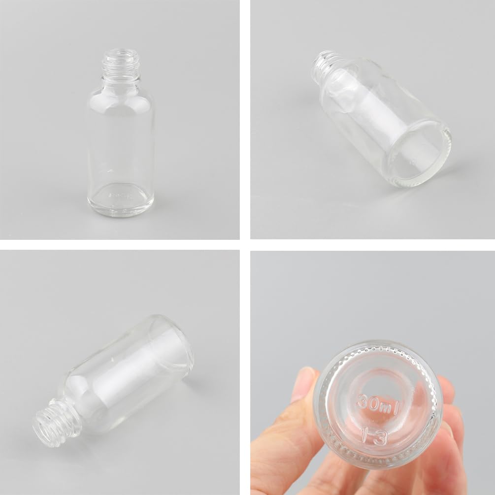 24 Piezas 100ml Transparente vidrio Botellas con cuentagotas y tapa de seguridad para Muestra Fragancias de Aceites Esenciales de Aromaterapia Masaje