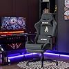 Symino Chaise Gaming Ergonomique et Fauteuil Gamer avec Repose-Pieds Télescopique Coussin à Ressorts, Support Lombaire et Hauteur Réglable 200kg (Faux Daim, Gris)
