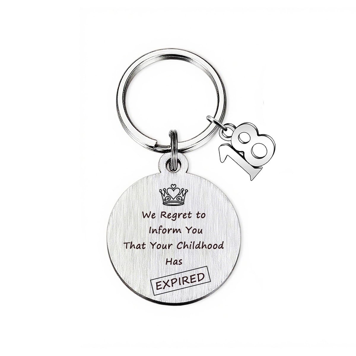 ToVii 18th Birthday Gifts for Girls 18th Birthday Gifts for Boys Him Keyring Inform You That Your Childhood Has Expired
