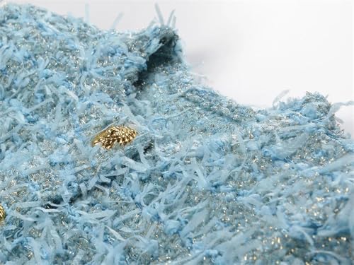 French Style Tweed Jacket for Women Elegant Short Blazer with Metal Buckle Long Sleeve Slim Cardigan Office Fashion Top4